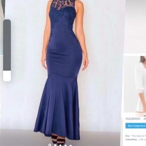 Scuba High neck detailed maxi dress